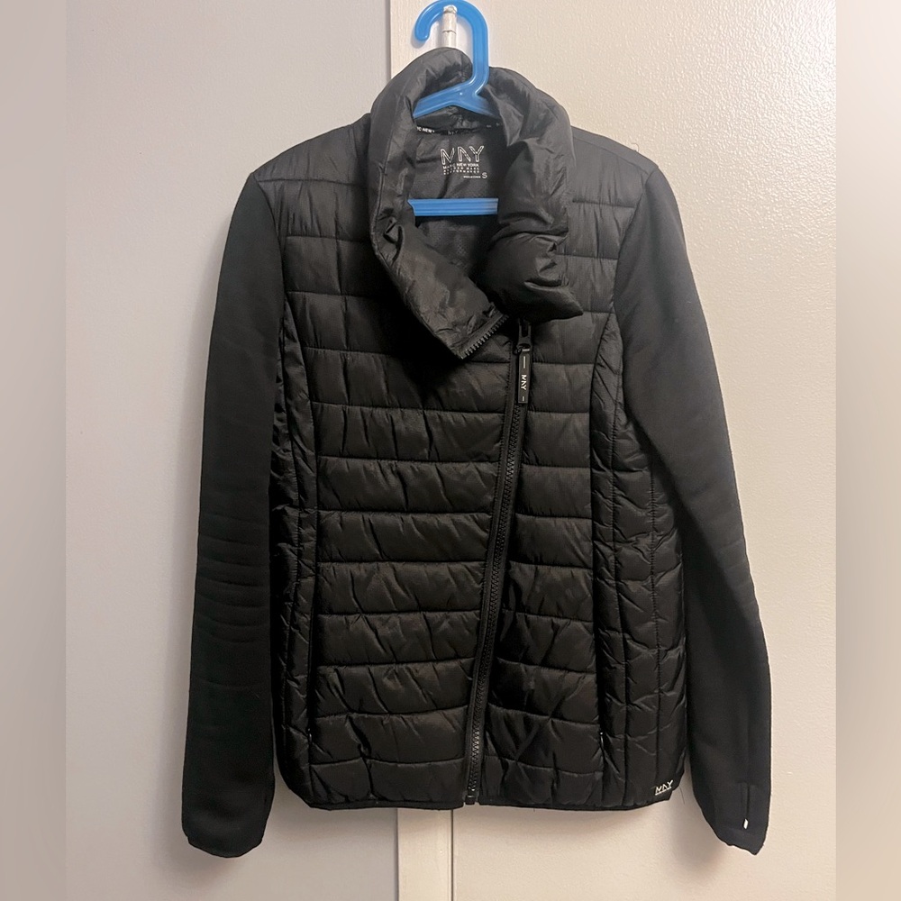Marc New York mix media jacket with asymmetrical zipper